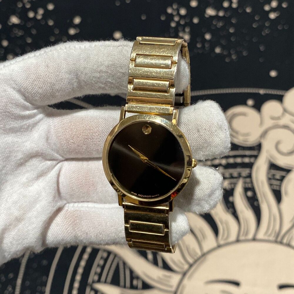 Movado Museum 87-66-0882 Wristwatch Mens Gold Stainless Steel Analog Dial Quartz